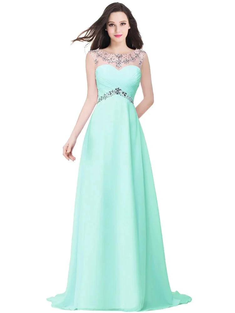 A-line Sweetheart Crystal Chiffon Evening Dress by misshow.com