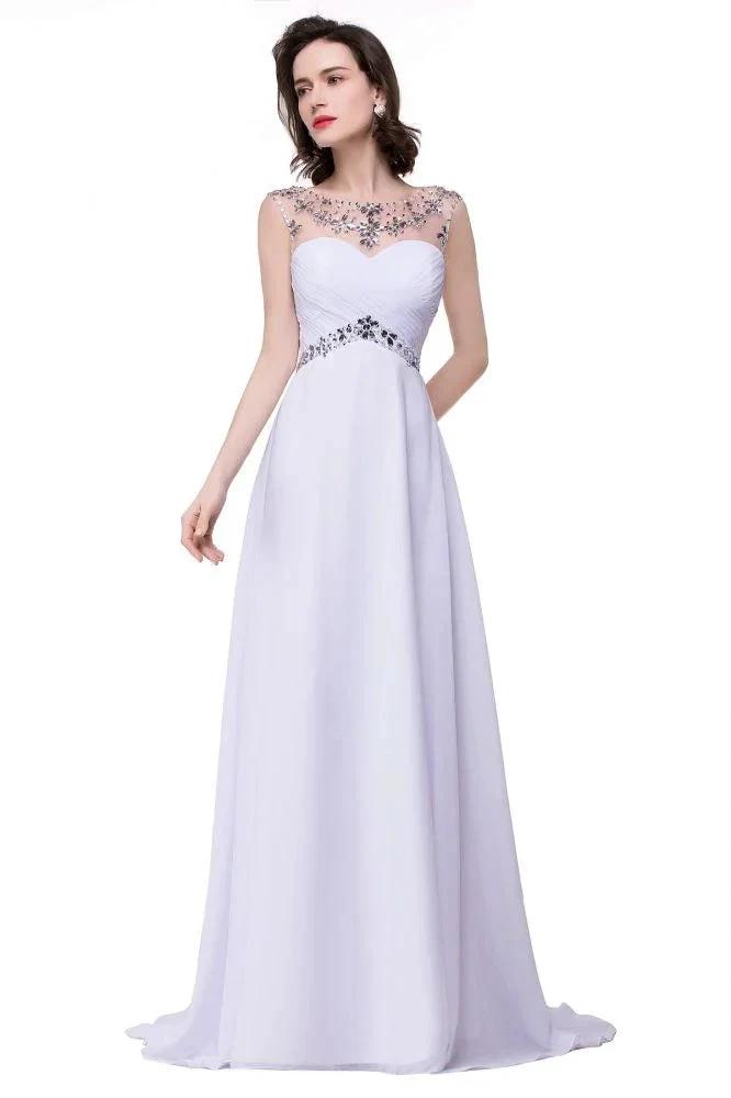 A-line Sweetheart Crystal Chiffon Evening Dress by misshow.com