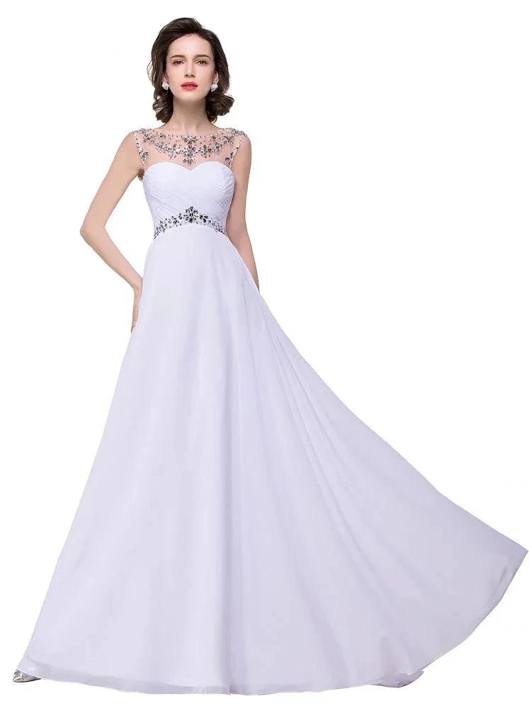 A-line Sweetheart Crystal Chiffon Evening Dress by misshow.com
