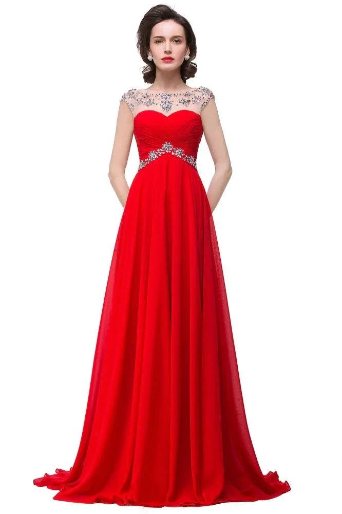 A-line Sweetheart Crystal Chiffon Evening Dress by misshow.com