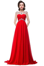A-line Sweetheart Crystal Chiffon Evening Dress by misshow.com