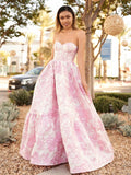 Delice | A-Line Sweetheart Floral Printed Long Prom Dresses by Kissprom