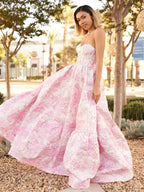 Delice | A-Line Sweetheart Floral Printed Long Prom Dresses by Kissprom