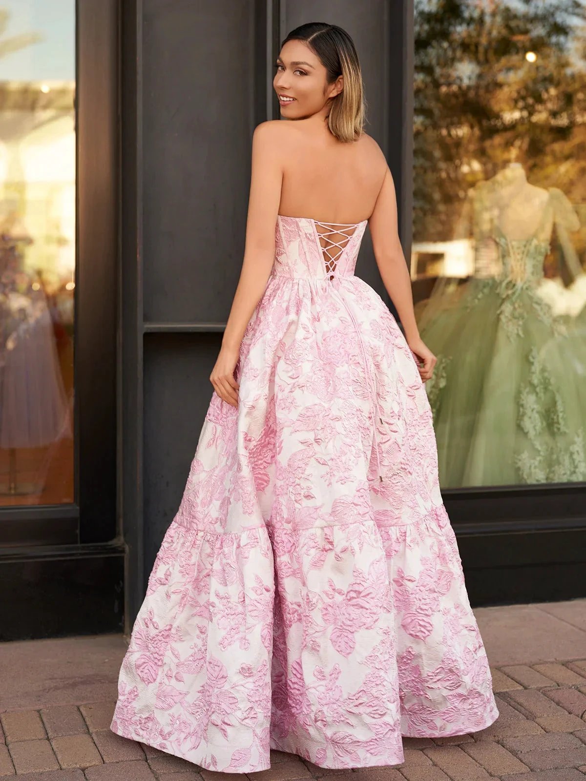 Delice | A-Line Sweetheart Floral Printed Long Prom Dresses by Kissprom