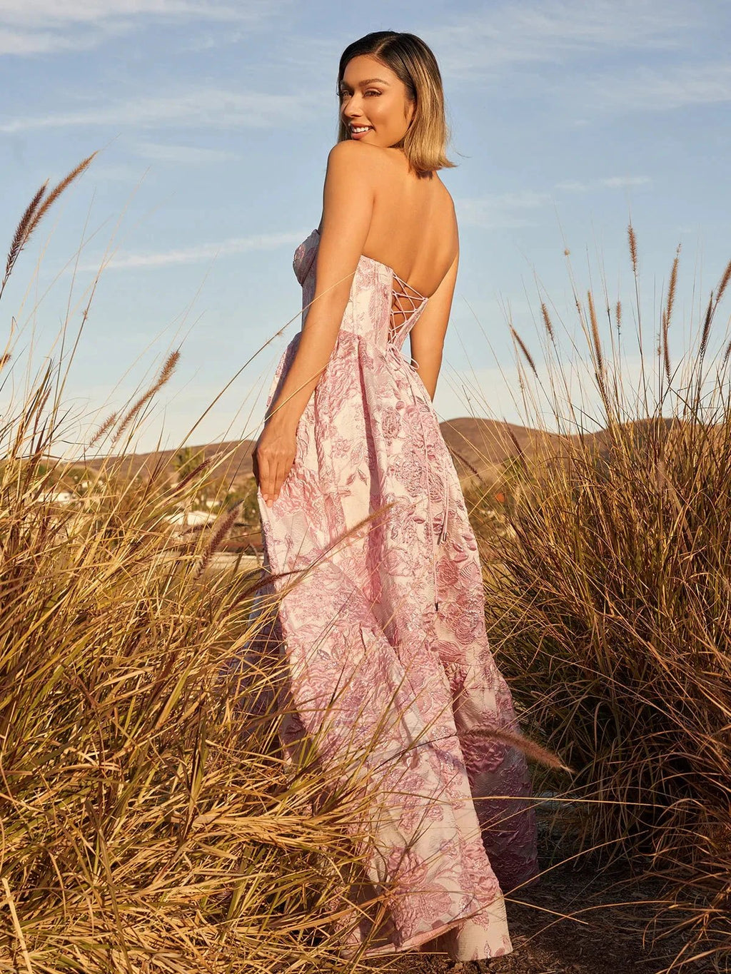 Delice | A-Line Sweetheart Floral Printed Long Prom Dresses by Kissprom
