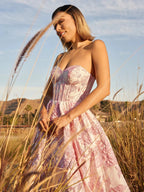 Delice | A-Line Sweetheart Floral Printed Long Prom Dresses by Kissprom