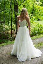A-line Sweetheart Ivory Wedding Dresses With Lace Applique WD392 by pgmdress