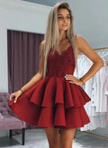 A-line Sweetheart Short Homecoming Dresses with Appliques Lace by BIZTUNNEL