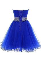 A-line Sweetheart Short Tulle Lace-up Royal Blue Homecoming Dress PD206 by pgmdress