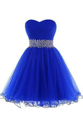 A-line Sweetheart Short Tulle Lace-up Royal Blue Homecoming Dress PD206 by pgmdress