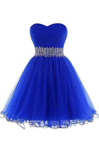 A-line Sweetheart Short Tulle Lace-up Royal Blue Homecoming Dress PD206 by pgmdress
