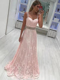 A-Line Sweetheart Sleeveless Floor-Length With Applique Satin Prom Dresses by misshow.com