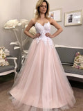 A-line Sweetheart Tulle Lace Formal Graduation Dresses Long Prom Dresses by BIZTUNNEL