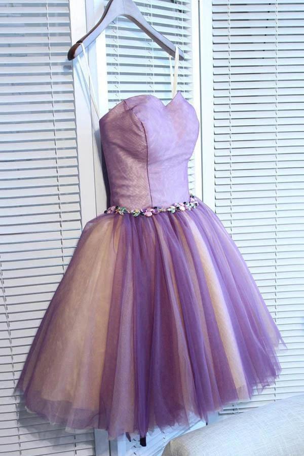 A-line Sweetheart Tulle Pretty Homecoming Dresses Mini Prom Dress PD391 by pgmdress