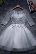 Abiti da rientro a linea A in tulle con scollo a U, corti/mini per ballo di fine anno PD047