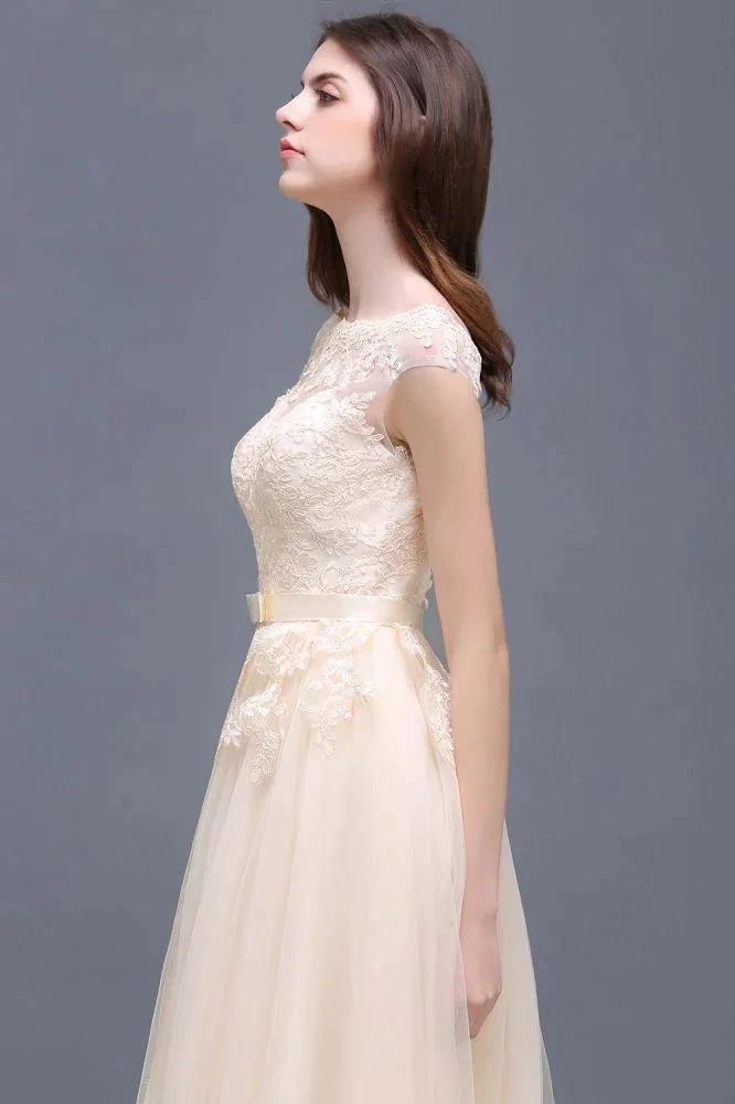 A-line Tulle Lace Appliques Floor-Length Prom Dress by misshow.com