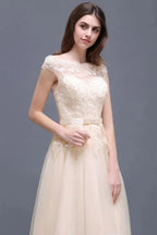 A-line Tulle Lace Appliques Floor-Length Prom Dress by misshow.com