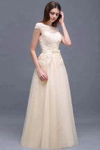 A-line Tulle Lace Appliques Floor-Length Prom Dress by misshow.com