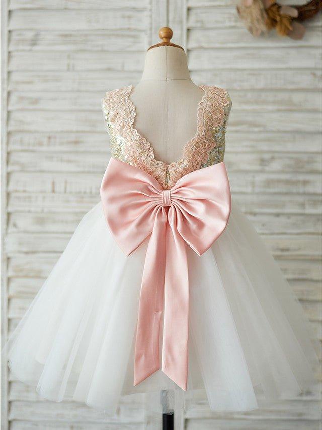 A-Line Tulle Sequined Sleeveless Jewel Neck Wedding Birthday Pageant Flower G… - photo 2