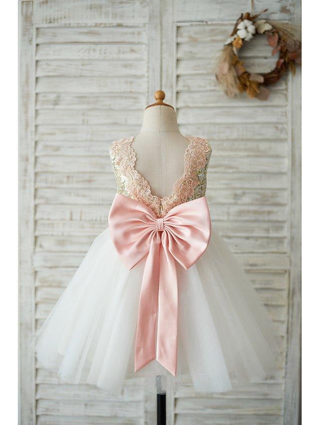 A-Line Tulle Sequined Sleeveless Jewel Neck Wedding Birthday Pageant Flower G… - photo 5