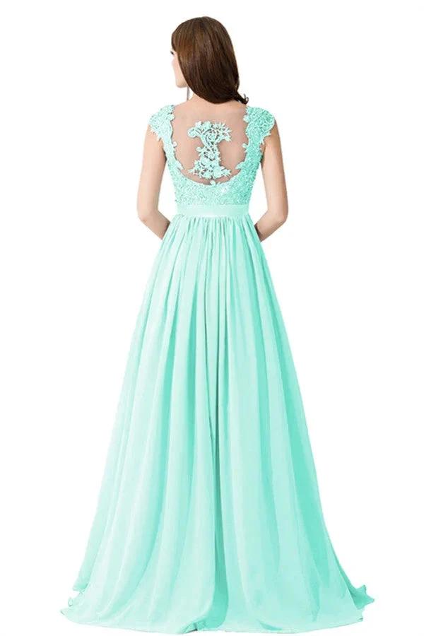 A-line V Neck Chiffon Bridesmaid Dress with Appliques by misshow.com