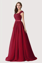 A-line V Neck Chiffon Bridesmaid Dress with Appliques by misshow.com