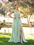 A-line V-neck Floor-length Chiffon Bridesmaid Dress by Anne of Brittany