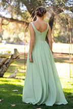 A-Line V-neck Floor-Length Chiffon Bridesmaid Dress by Anne of Brittany