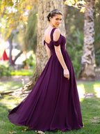 A-Line V-neck Floor-Length Chiffon Bridesmaid Dress by Anne of Brittany