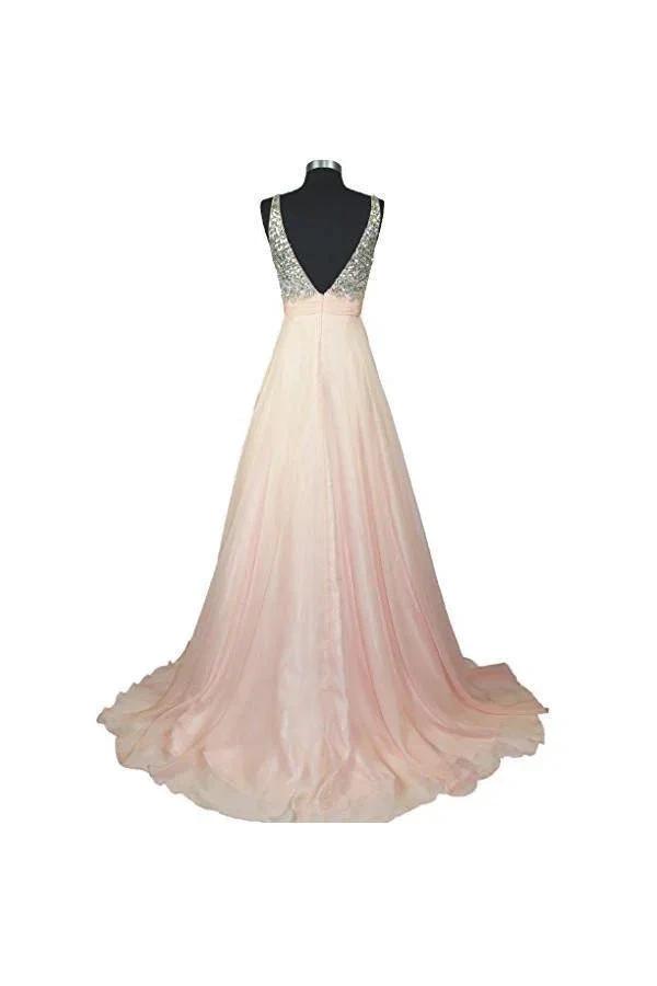 A Line V-neck Formal Chiffon Prom Dress With Beading PG257 by pgmdress