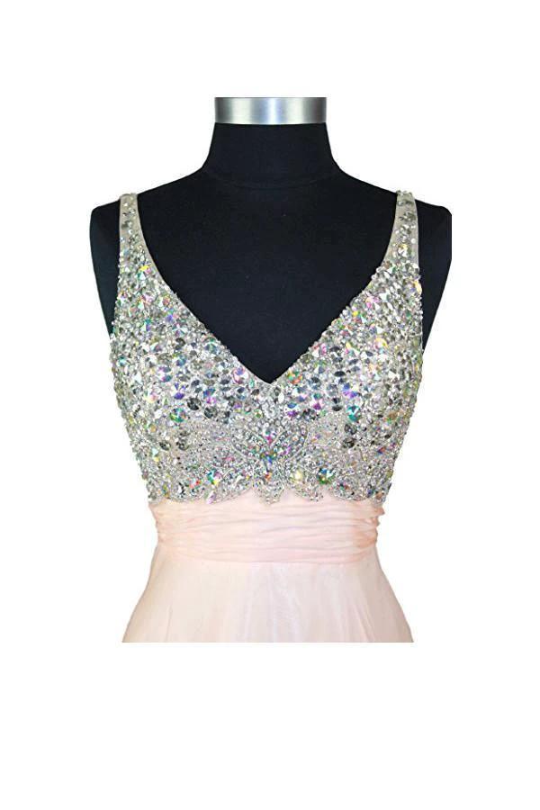 A Line V-neck Formal Chiffon Prom Dress With Beading PG257 by pgmdress