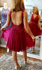 A-line V-neck Homecoming Dress Backless Short Prom Dress PD401 by pgmdress