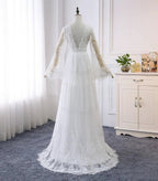 A-line V neck Long Sleeve Wedding Dress Rustic Boho Wedding Dress WD516 by pgmdress