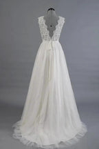A-line V-Neck Sashes Appliques Beach Wedding Dress WD170 by pgmdress