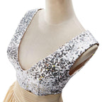 A-line V-neck Sequined Chiffon Party Dress by misshow.com