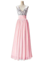 A-line V-neck Sequined Chiffon Party Dress by misshow.com