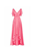 A-line V-neck Short Sleeves Floor Length Chiffon Bridesmaid Dress BD014 by pgmdress