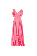 A-line V-neck Short Sleeves Floor Length Chiffon Bridesmaid Dress BD014 by pgmdress
