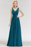 A-line V-neck Sleeveless Ruffles Chiffon Bridesmaid Dress