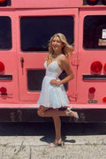 A-line V-neck Spaghetti Straps Sleeveless Sequined Homecoming Dresses by misshow.com