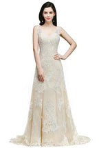 A-line V-Neck Sweep Train Prom Dresses by misshow.com