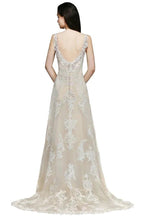 A-line V-Neck Sweep Train Prom Dresses by misshow.com