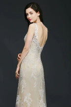 A-line V-Neck Sweep Train Prom Dresses by misshow.com