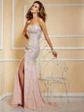 A-Line/Elegant Beading Strapless Sleeveless Long Chiffon Prom Dresses by misshow.com