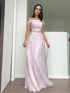 A-Line/Elegant Chiffon Beading Straps Sleeveless Floor-Length Prom Dresses by misshow.com