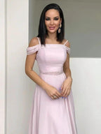 A-Line/Elegant Chiffon Beading Straps Sleeveless Floor-Length Prom Dresses by misshow.com