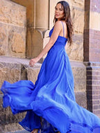 A-Line/Elegant Chiffon Ruched Spaghetti Straps Sleeveless Prom Dresses by misshow.com