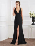 A-Line/Elegant Halter Sleeveless Long Chiffon Prom Dresses by misshow.com