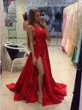 A-Line/Elegant Halter Sleeveless Taffeta Prom Dresses by misshow.com