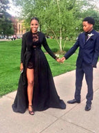 A-Line/Elegant Long Sleeves Jewel Lace Satin Prom Dresses by misshow.com